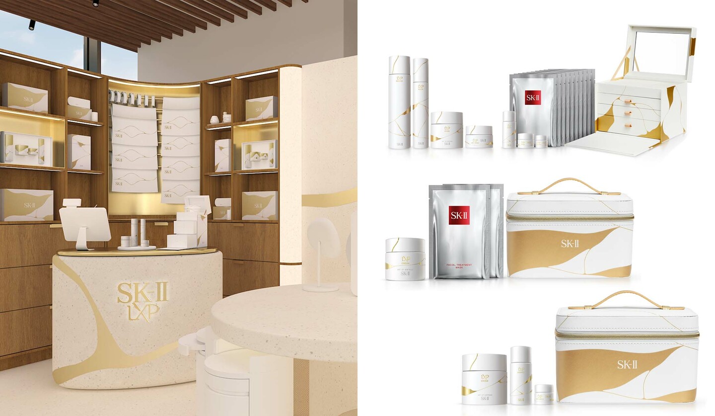 「SK-II」による麻布台ヒルズカフェでのポップアップイベント内観イメージと限定キット3種