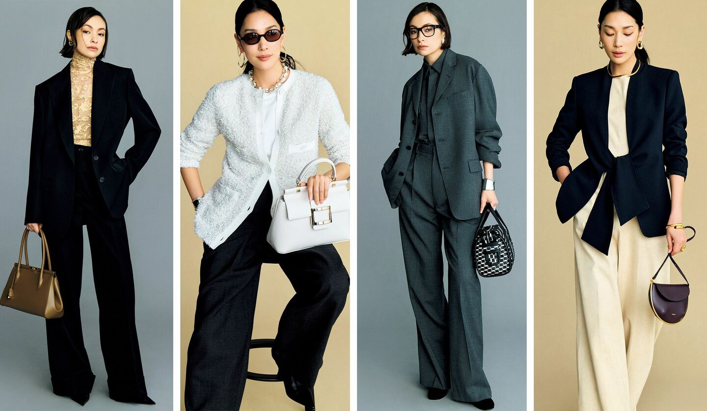 テーラードジャケットやノーカラージャケットが主役の装い