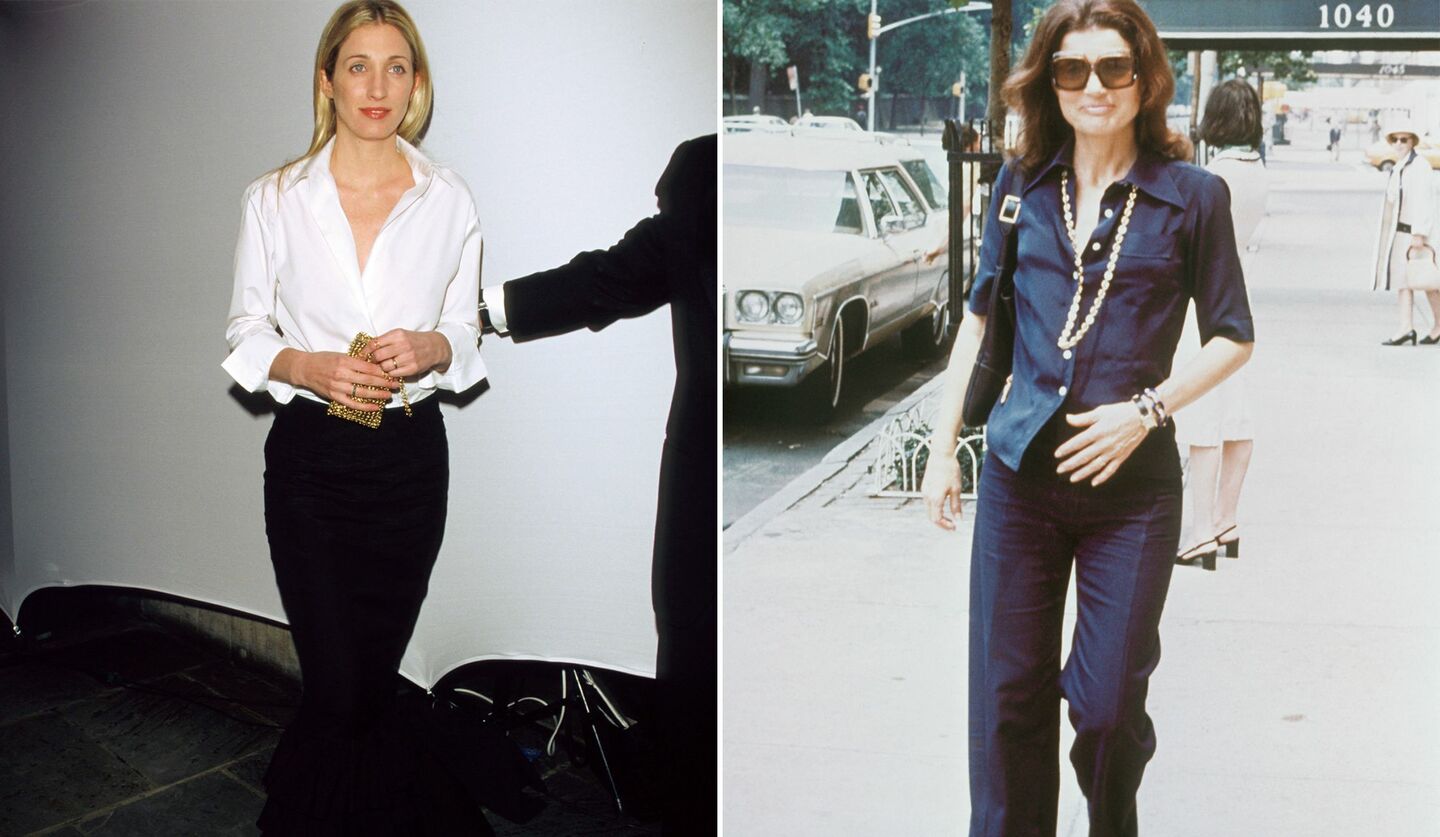 ジャクリーン・ケネディ・オナシスとキャロリン・ベセット＝ケネディの各々のポートレート写真。雑誌『Precious』の誌面の写真2点。