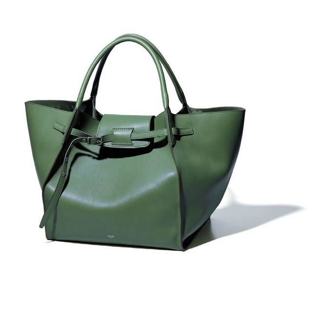 セリーヌ トートバッグ モスグリーン系 レザー シルバー金具 レディース 女性 普段使い シンプル CELINE Tote Bag Leather