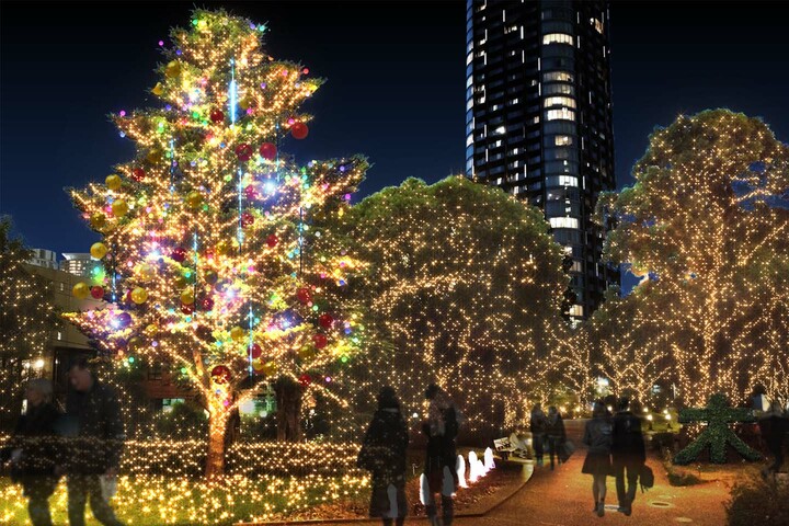 多彩な色に変化するもみの木ツリー