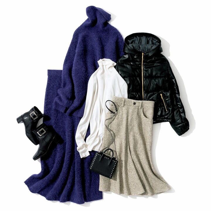 スカート_1,ニット_1,ジャケット_1,バッグ_1,ブーツ_1