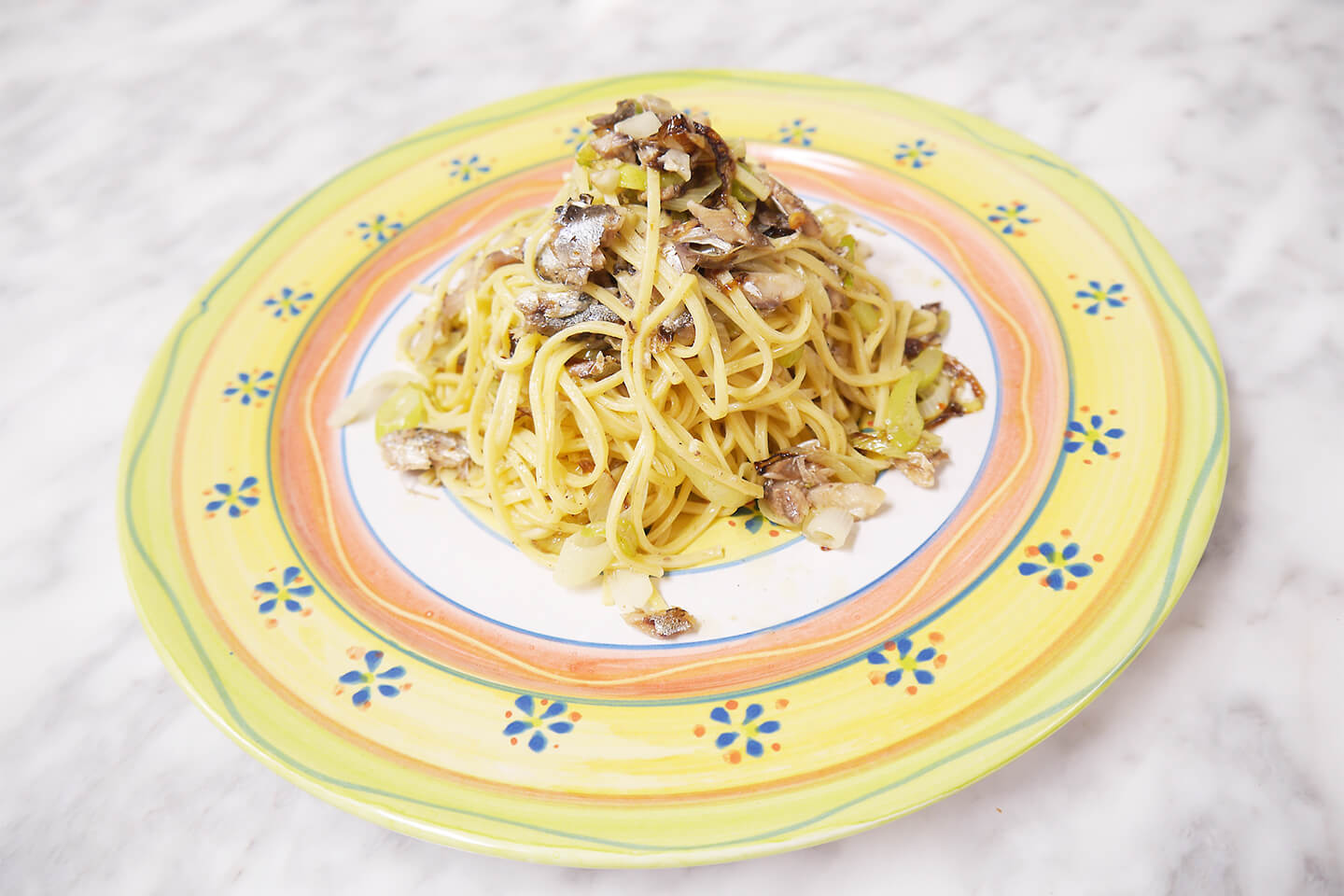 調理例「オイルサーディンとねぎのパスタ」