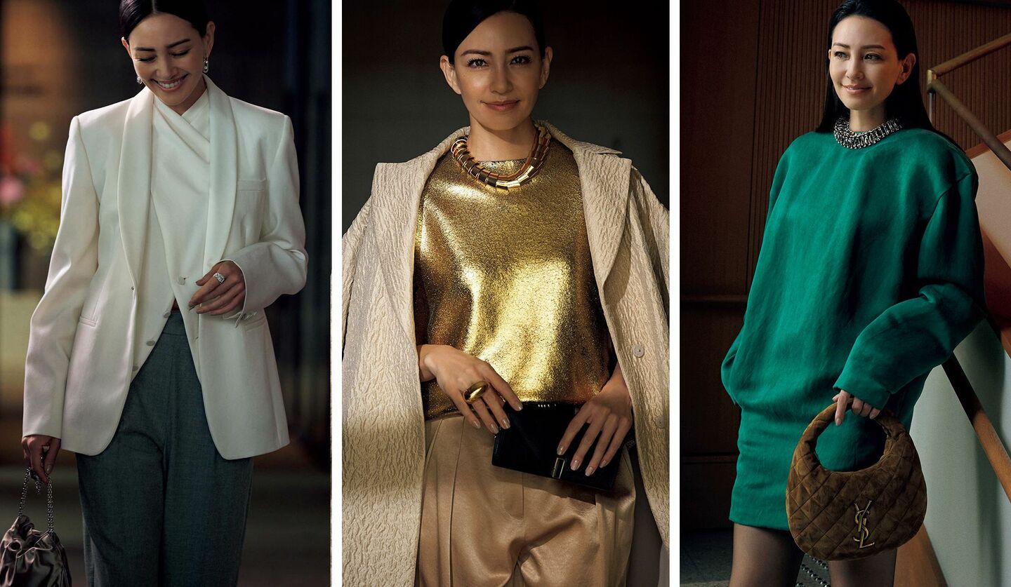 ラグジュアリーブランドのウエアを着用したモデルのRINAさん