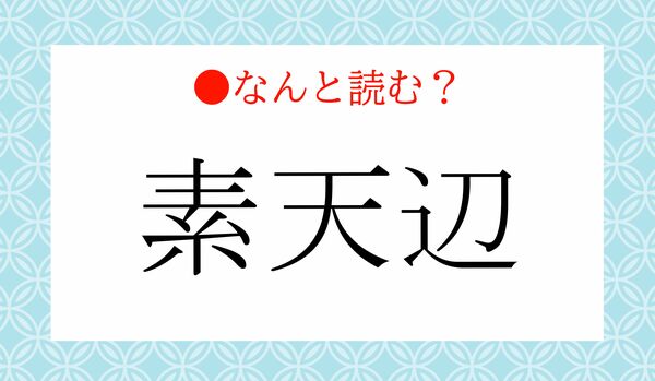 「そてんぺん」ではないですよ！「素天辺」ってなんと読む？