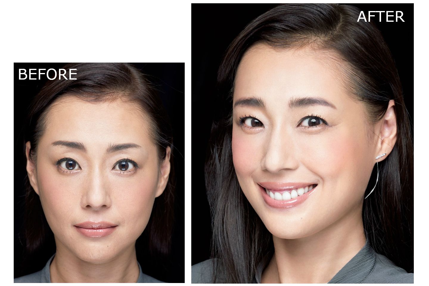 眉尻を伸ばし、顔全体にメリハリを。眉山の位置には注意して!