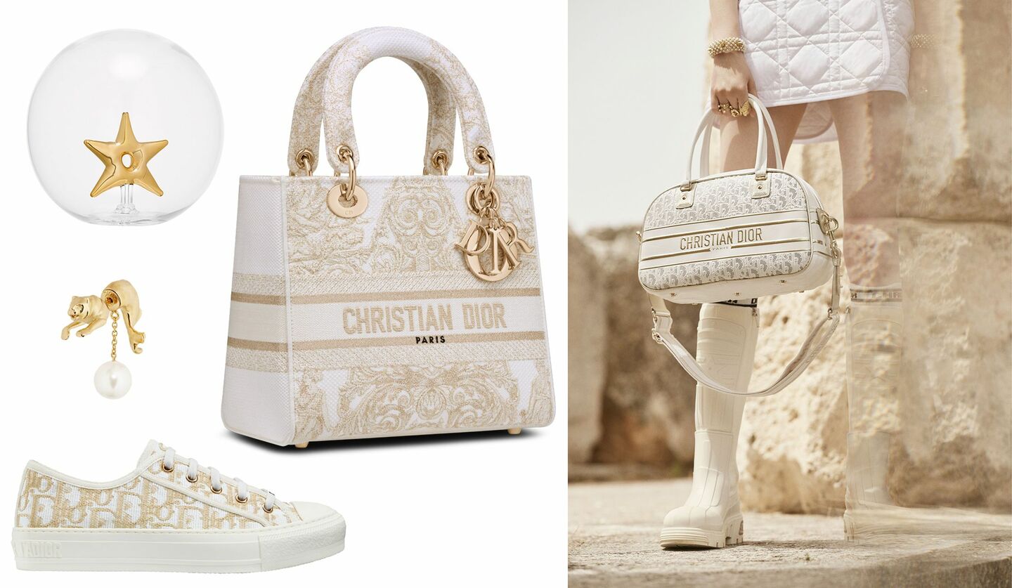 ????✨Christian Dior????✨GOLD生地 にWhiteバック????✨ハンドバッグ