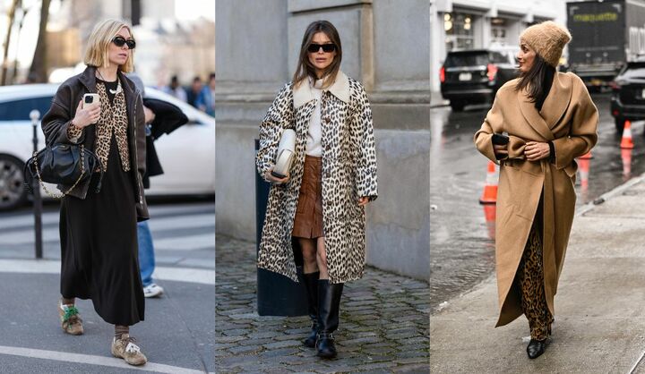 海外インフルエンサーのフェミニンレオパード柄コーデ