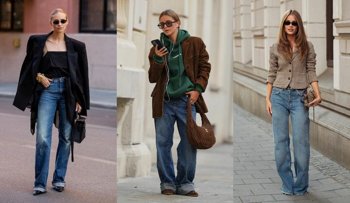 海外インフルエンサーのジャケット×デニムパンツコーデ