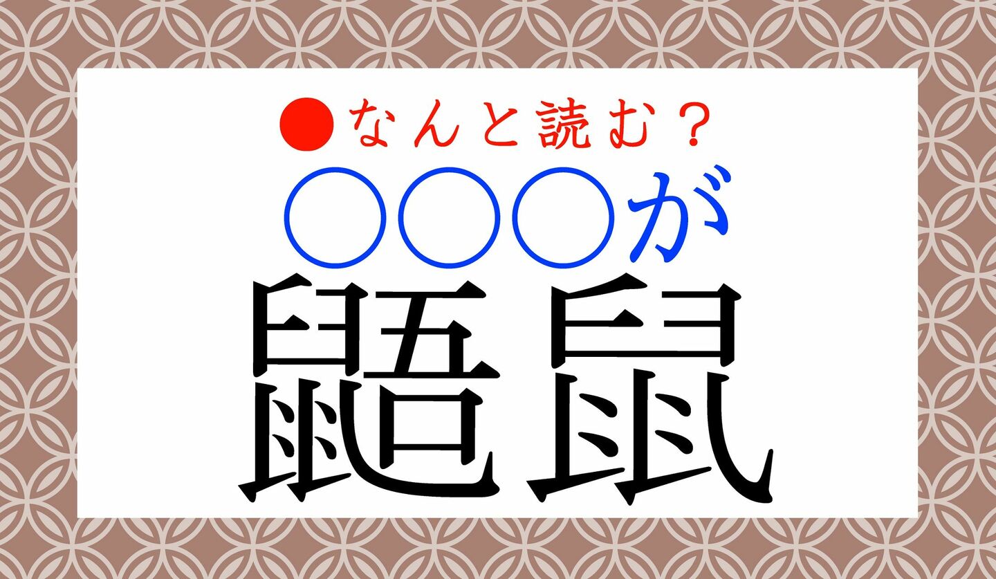 日本語クイズ　出題画像　難読漢字　「鼯鼠」→「〇〇〇が」なんと読む？