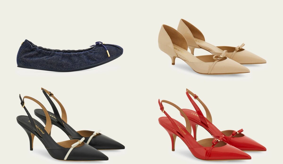 まゆFERRAGAMO デニムリボンパンプス 約3cmヒール試し履きのみ フェラガモのリボンパンプスなど新作シューズ3選｜洗練された