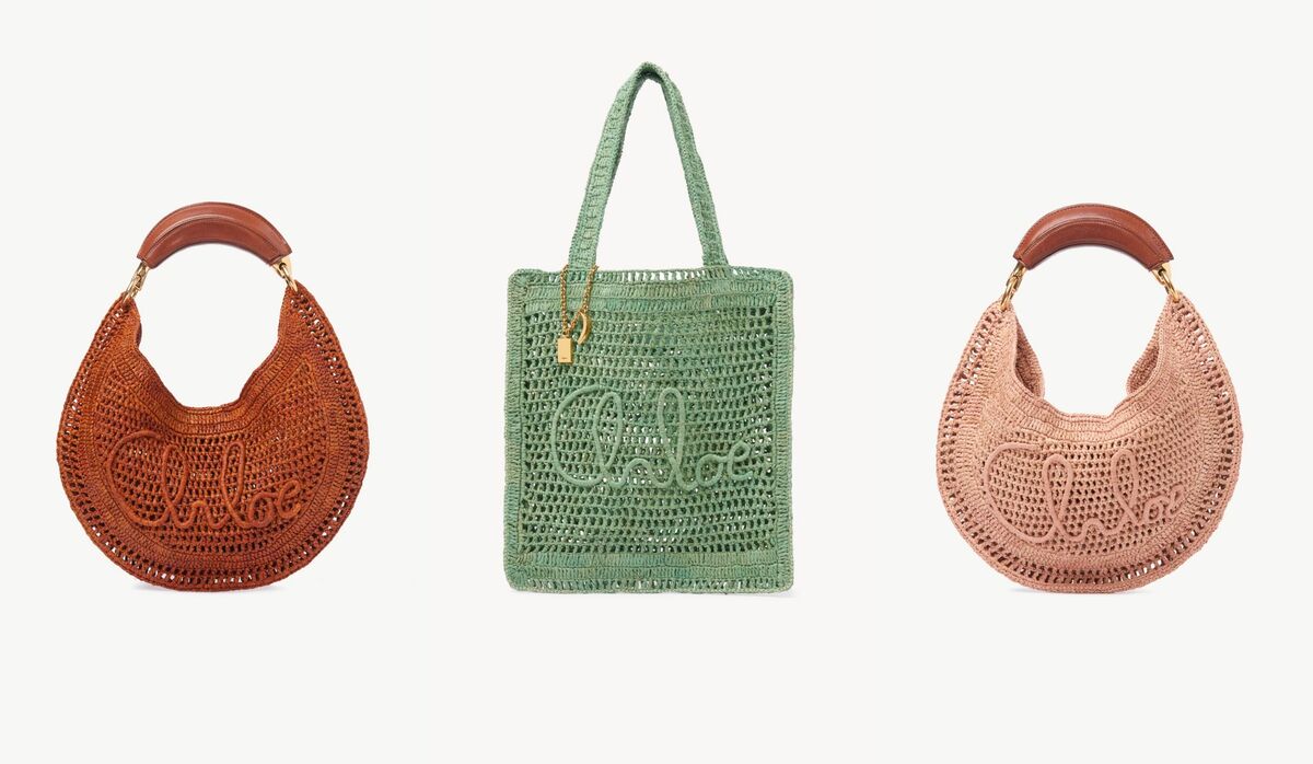 クロエ サマー バナナ ホーボーバック Chloé ラフィア製Summer Bananaホーボーバッグ のベージュ