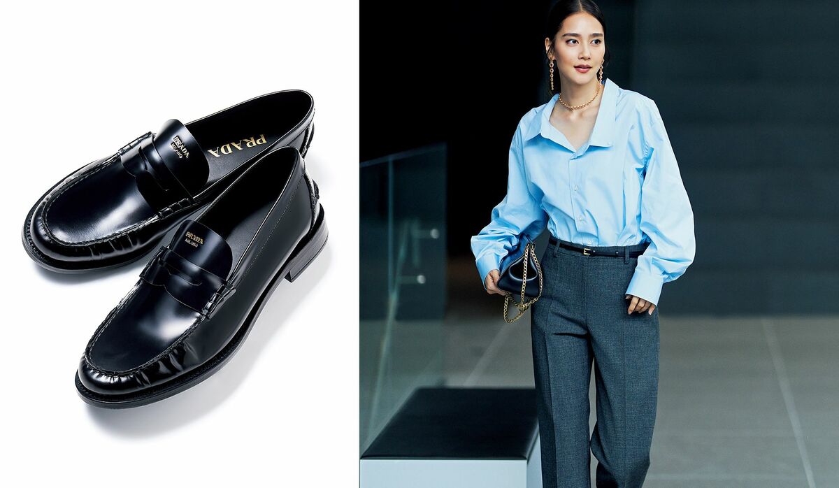 PRADA グレー　ワイドストレートパンツ PRADA グレー ワイドストレートパンツ