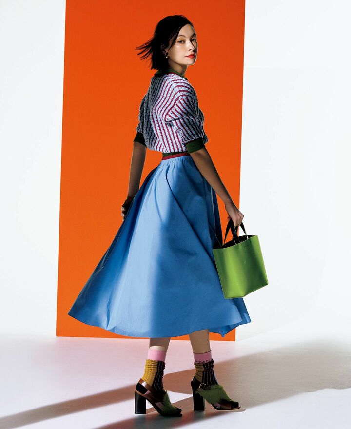 春コーデ_1,ニット_1,スカート_1,バッグ_1