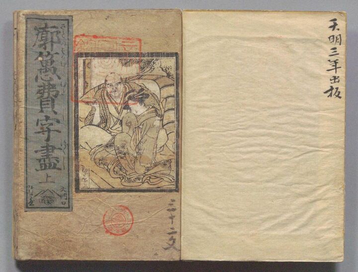 廓〇費字尽 恋川春町著 天明3(1783)年 国立国会図書館デジタルコレクション ※二文字目の〇は「愚」に竹冠がついて「ばかむら」。存在しないウソ字です。