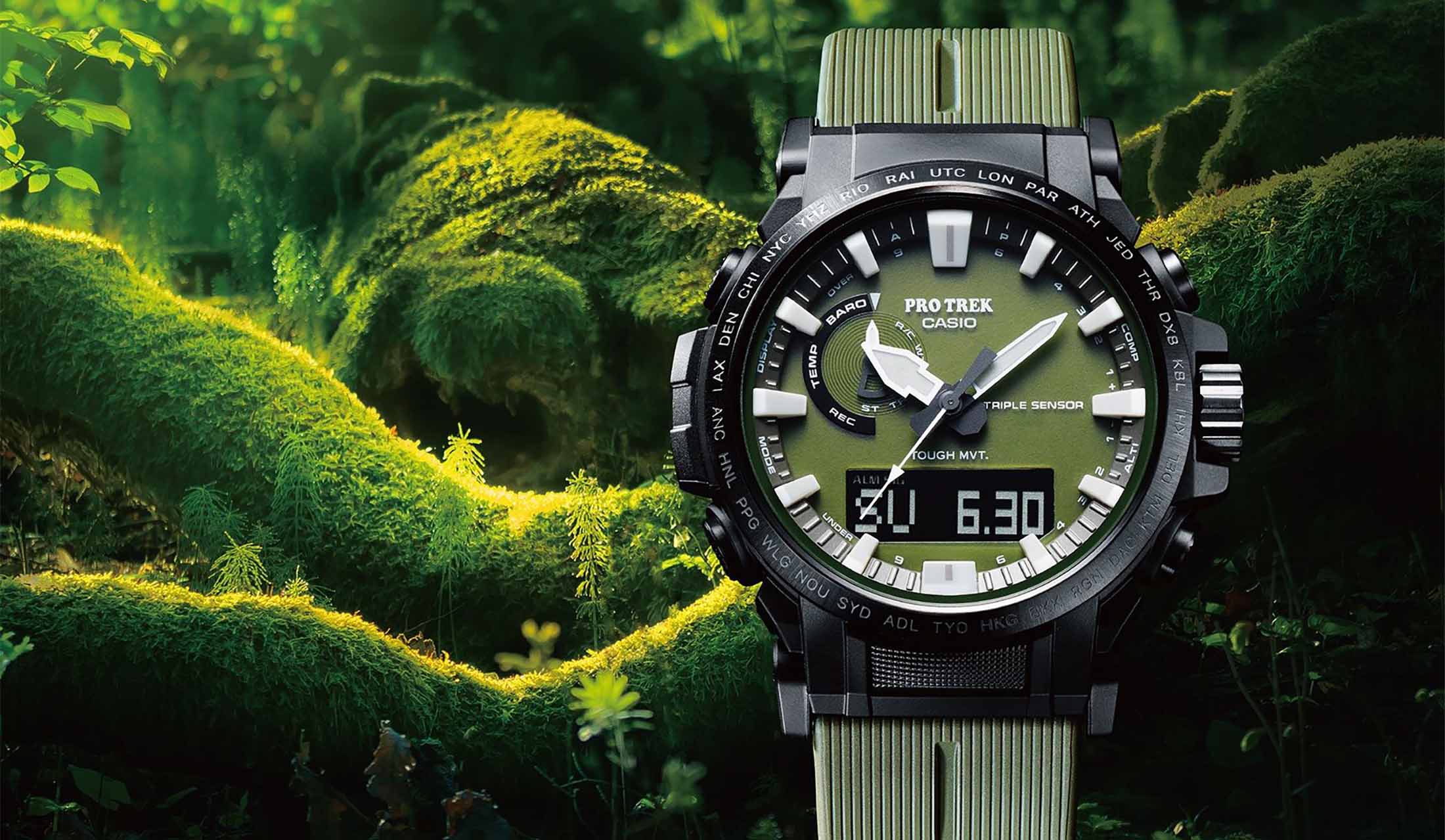 「バイオマスプラスチック」を初採用したプロトレックの腕時計