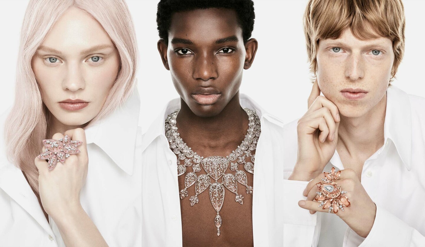 ブシュロンのハイジュエリーコレクション「HUMAN BEING」を着用したモデルたち