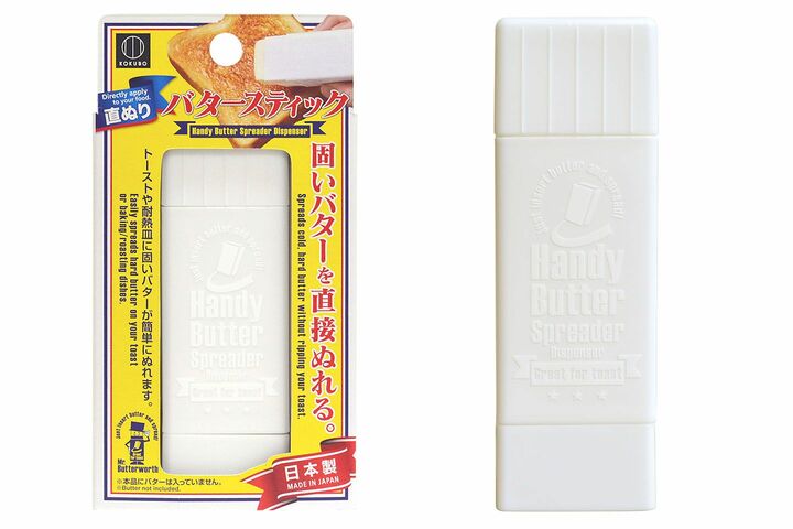 「じかぬりバタースティック」￥195（オープン価格、税抜）［ポロプロピレン］【縦11×横3.6×奥行き3.6cm】●耐冷・耐熱温度：−20〜140度　●日本製