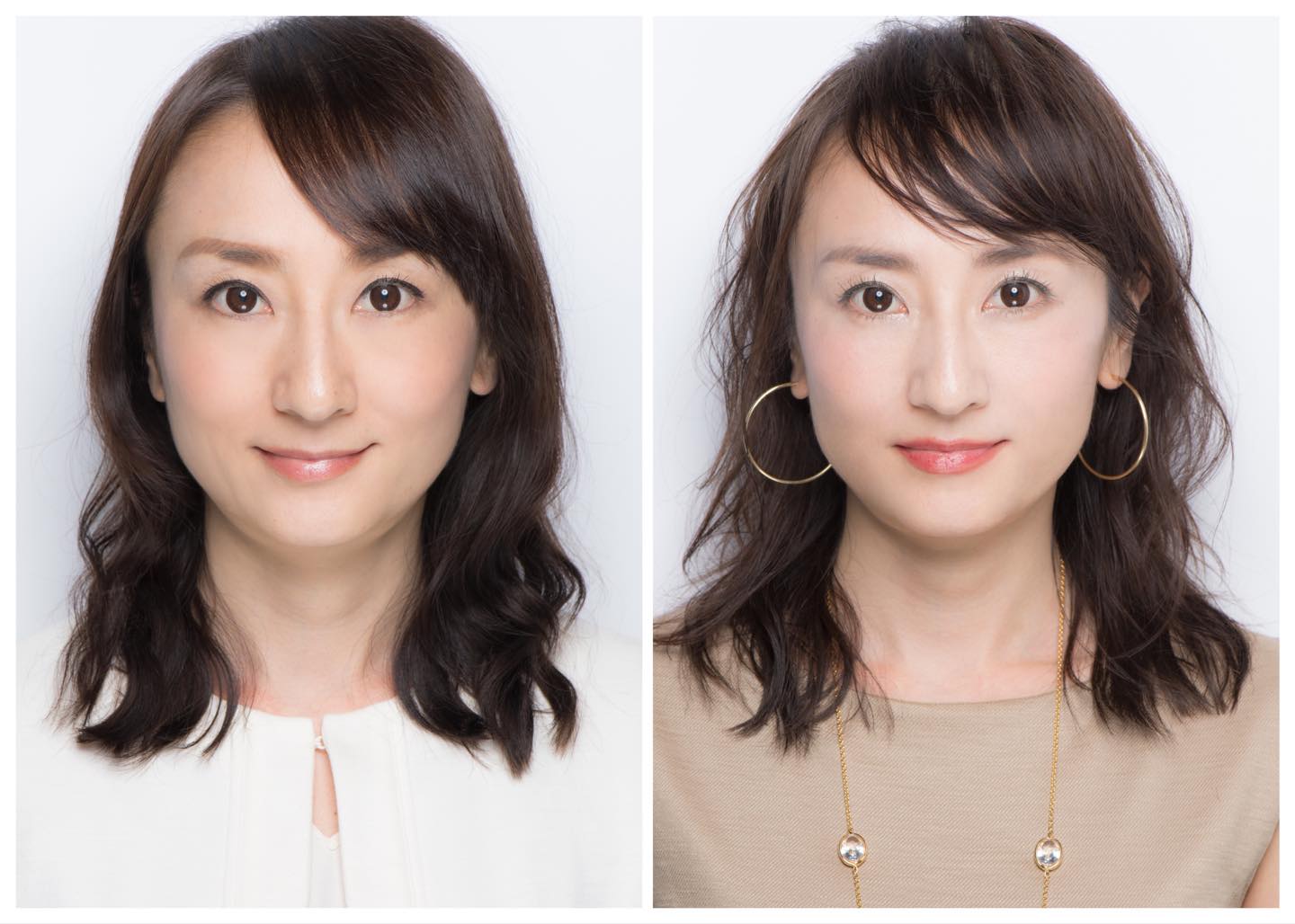 自眉と描き足した部分の境目が目立っているセルフメイクから、とても自然で今どきなふんわり眉へ。