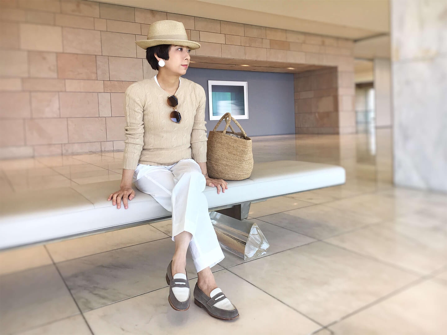 ニット_1,パンツ_1,ベージュ_1,ホワイト_1,大人コーデ_1
