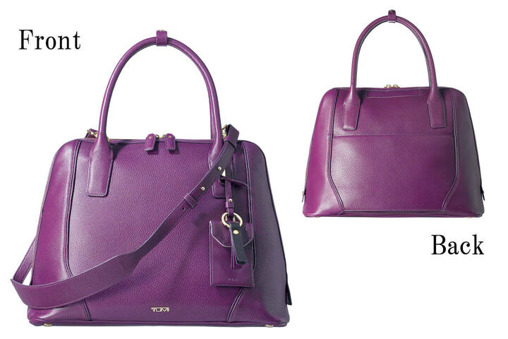 熟した桑の実を思わせる深い赤紫「マルベリー」。シックカラーの洋服に上品な色香を演出します。「スタントン」コレクション『ジャネット』ドームド・サチェル￥70,000［縦29×横37×マチ16.5㎝］ （トゥミ）