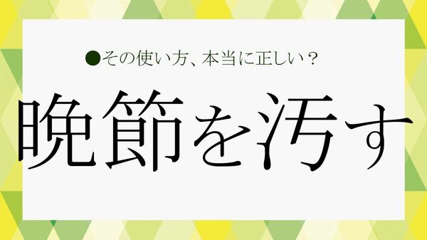 『晩節を汚す』はベテラン限定じゃない？ キャリアを台無しにしない話し方講座【大人の語彙力強化塾】