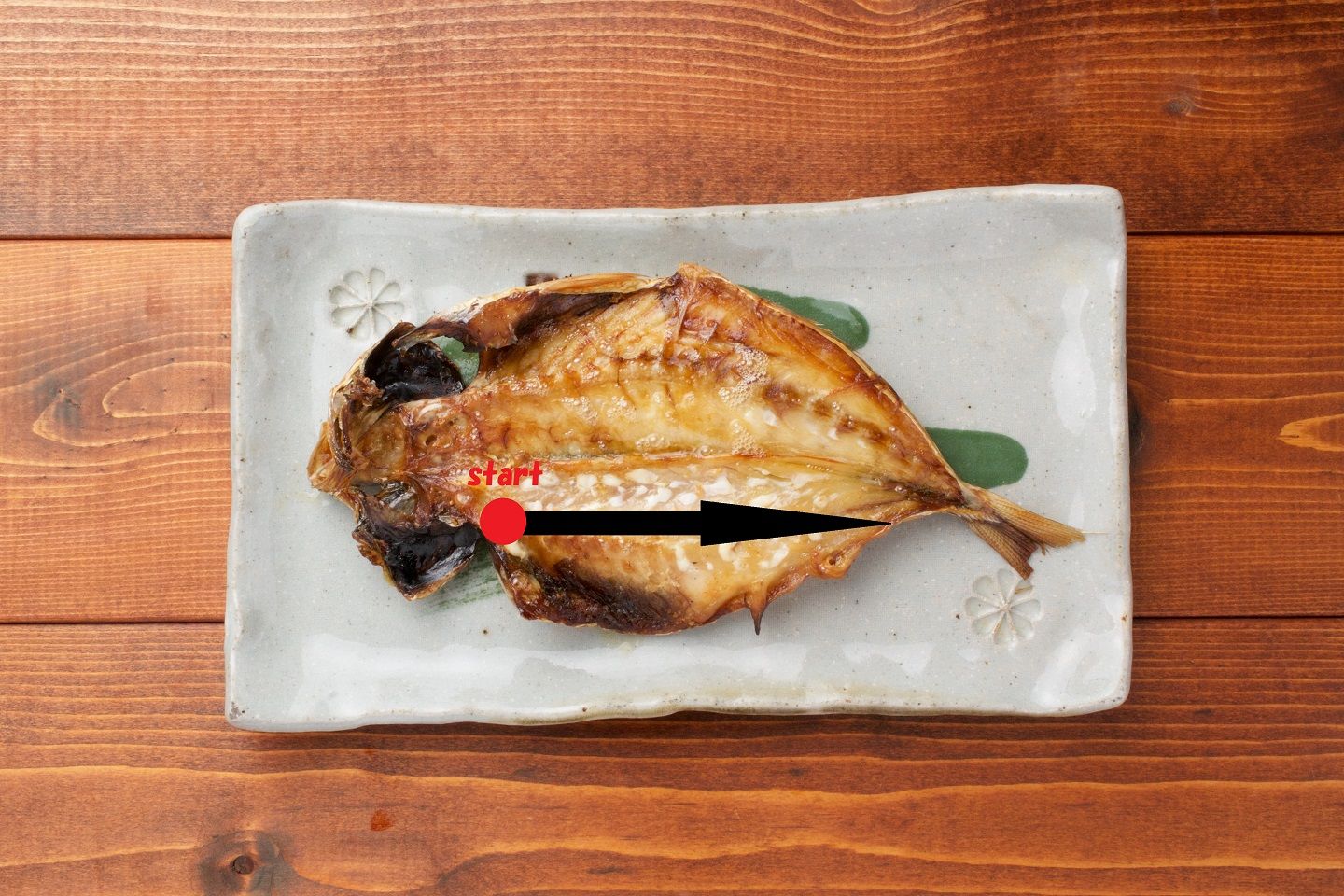 骨がついていない手前の頭側から食べる