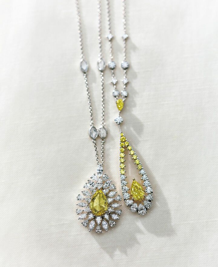 ミキモトのイエローダイヤモンドのペンダント2種