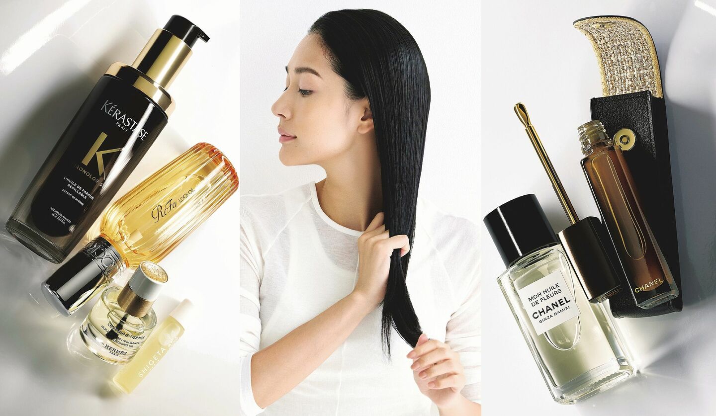 ケラスターゼ、ReFa、エルメス、SHIGETA、シャネルのパーツ用オイルとモデルの大塚まゆかさん