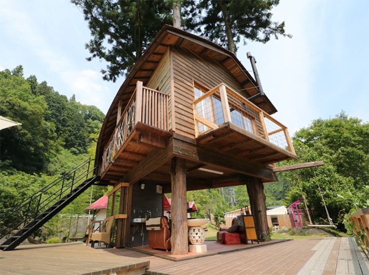 三河杉の巨木を土台に利用して作られたツリーハウス