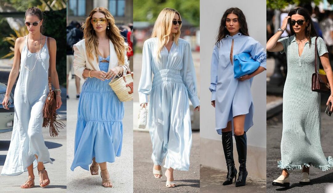 水色ワンピース