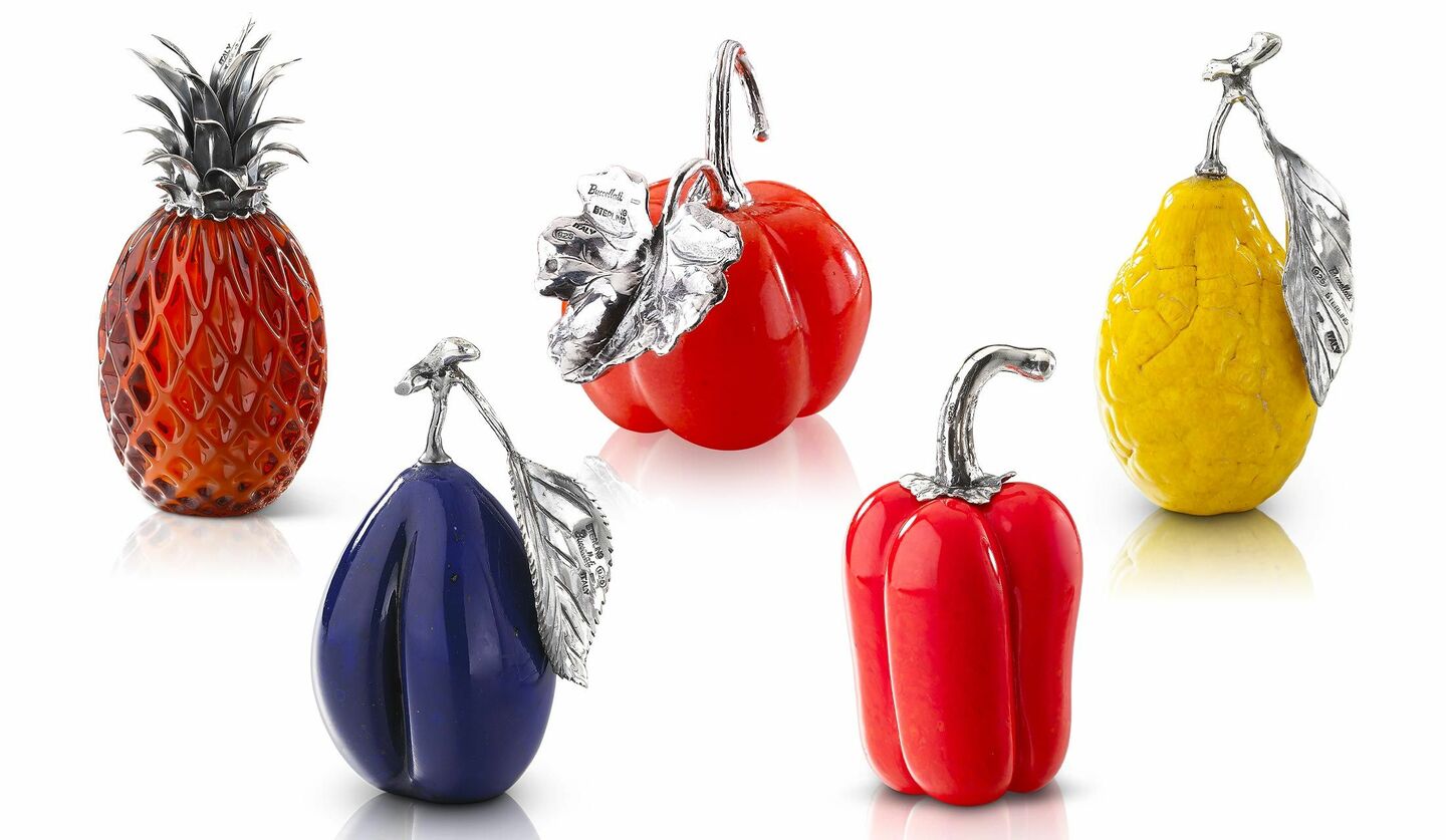 ブチェラッティのムラーノシリーズより、野菜やフルーツをモチーフとしたプレースホルダー