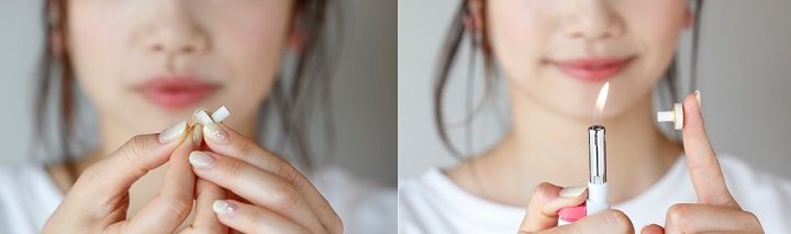 裏にある台紙をめくって、火をつけて、ツボに貼る。慣れると簡単ですが、セルフでやるときは肩などは避け、手や腕など視界に常に入る箇所に限ってやる方がいいかも。