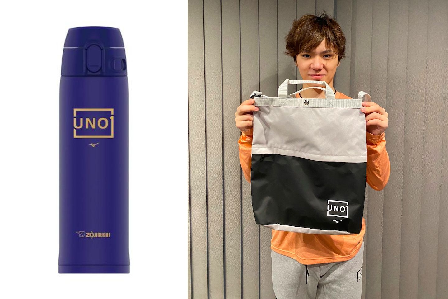 ステンレスマグ(W6.5×D7×H22.5cm、0.48L)¥4,200、2WAYトートバッグ(W33×H44×D7cm)¥3,500
