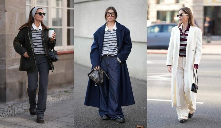 海外インフルエンサーのボーダーポロシャツコーデ