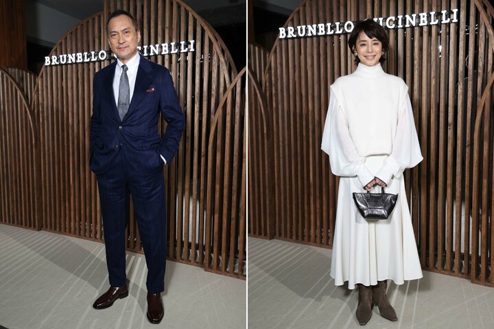 ブルネロ・クチネリ来⽇記念レセプションを訪れた渡辺謙さんと石田ゆり子さん