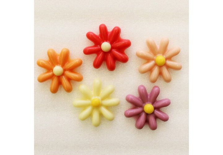 「チョコフラワー 【レッド・ピンク・オレンジ・パープル・ホワイト】各色3入、計15個入」