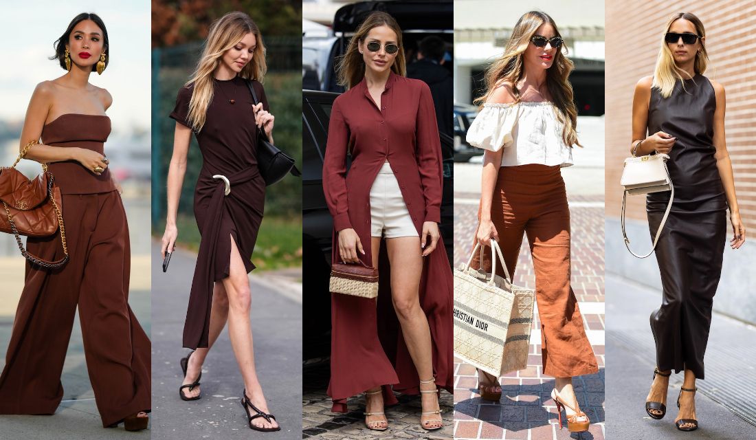 肌見せ」スタイルは多彩なブラウンで上品に！ 大人のサマールック5選