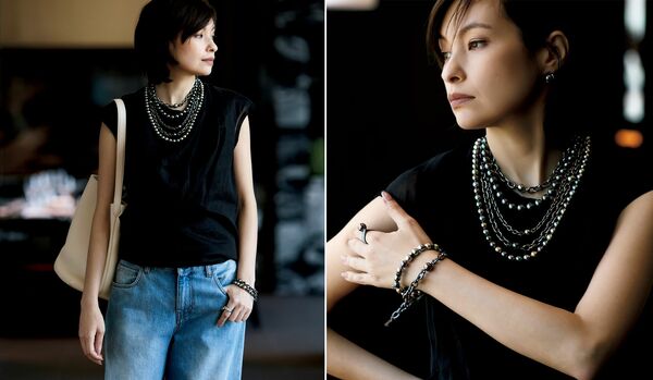 スタイリスト・高橋リタさんが【魅せるデニム×パールコーディネート】を提案「ローライズデニムをエッジィなブラックパールでクール＆ラグジュアリーに」