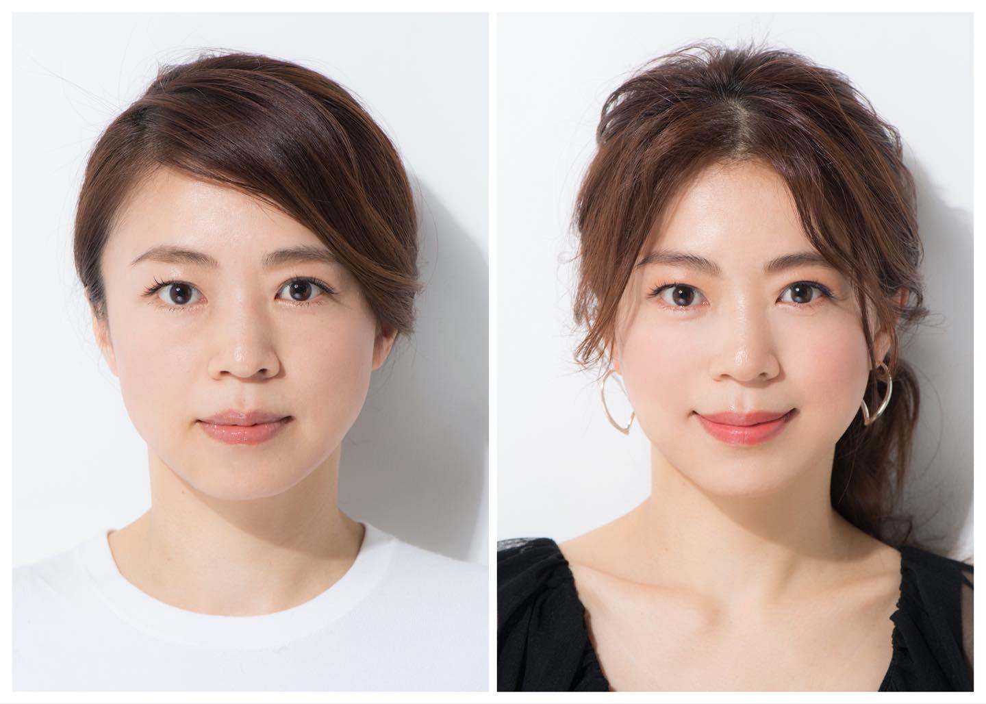 セルフメイクでは、メイク直後でもすでに目の下にうっすらクマが透けて見える。長井メイクでは、色ムラを感じさせない均一な肌色が実現。