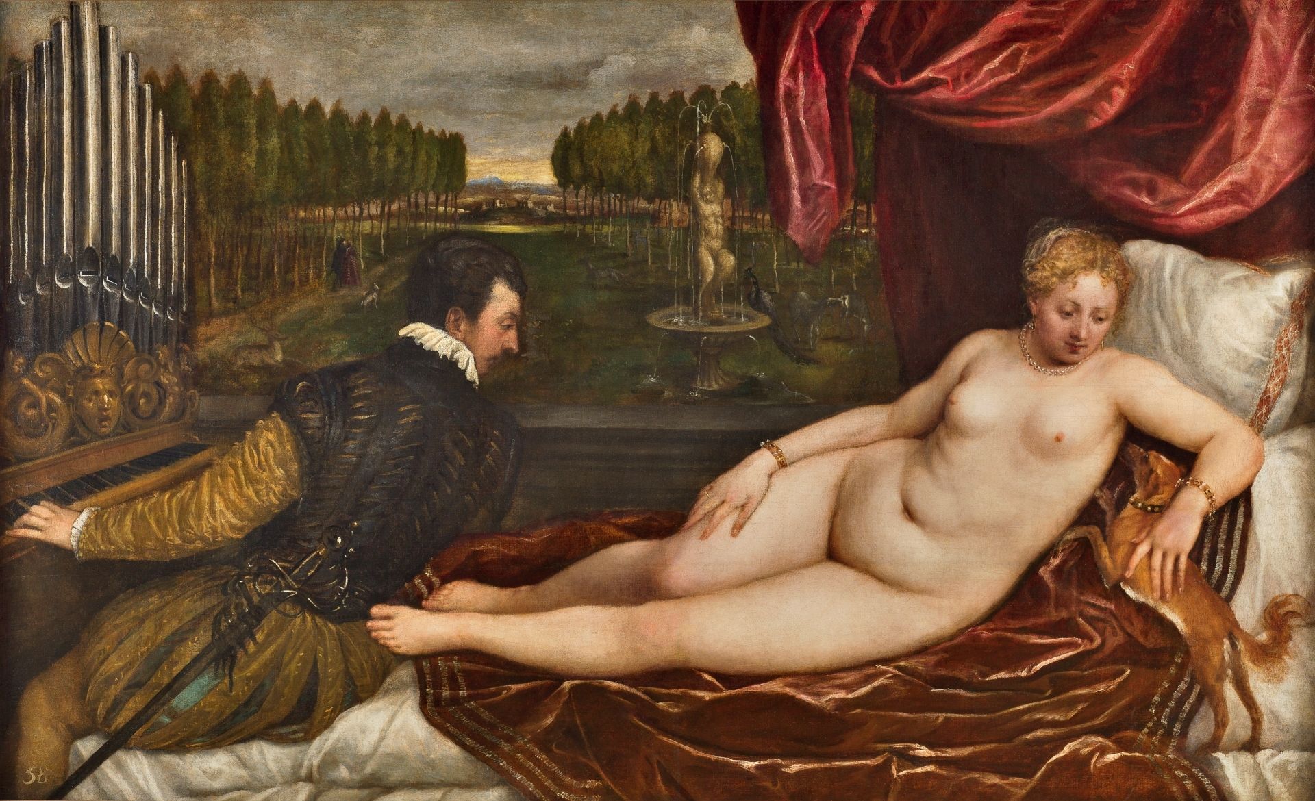 ティツィアーノ 《音楽にくつろぐヴィーナス》 1550年ごろ マドリード、プラド美術館蔵 ©Museo Nacional del Prado