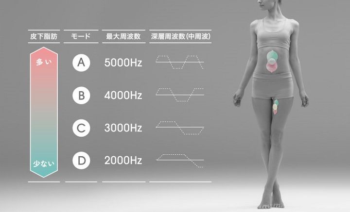 皮下脂肪の厚みによって、効果的な周波数があるんですね。