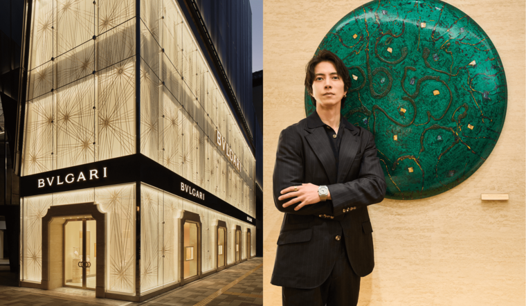 ブルガリ 心斎橋の外観、アンバサダーの山下智久