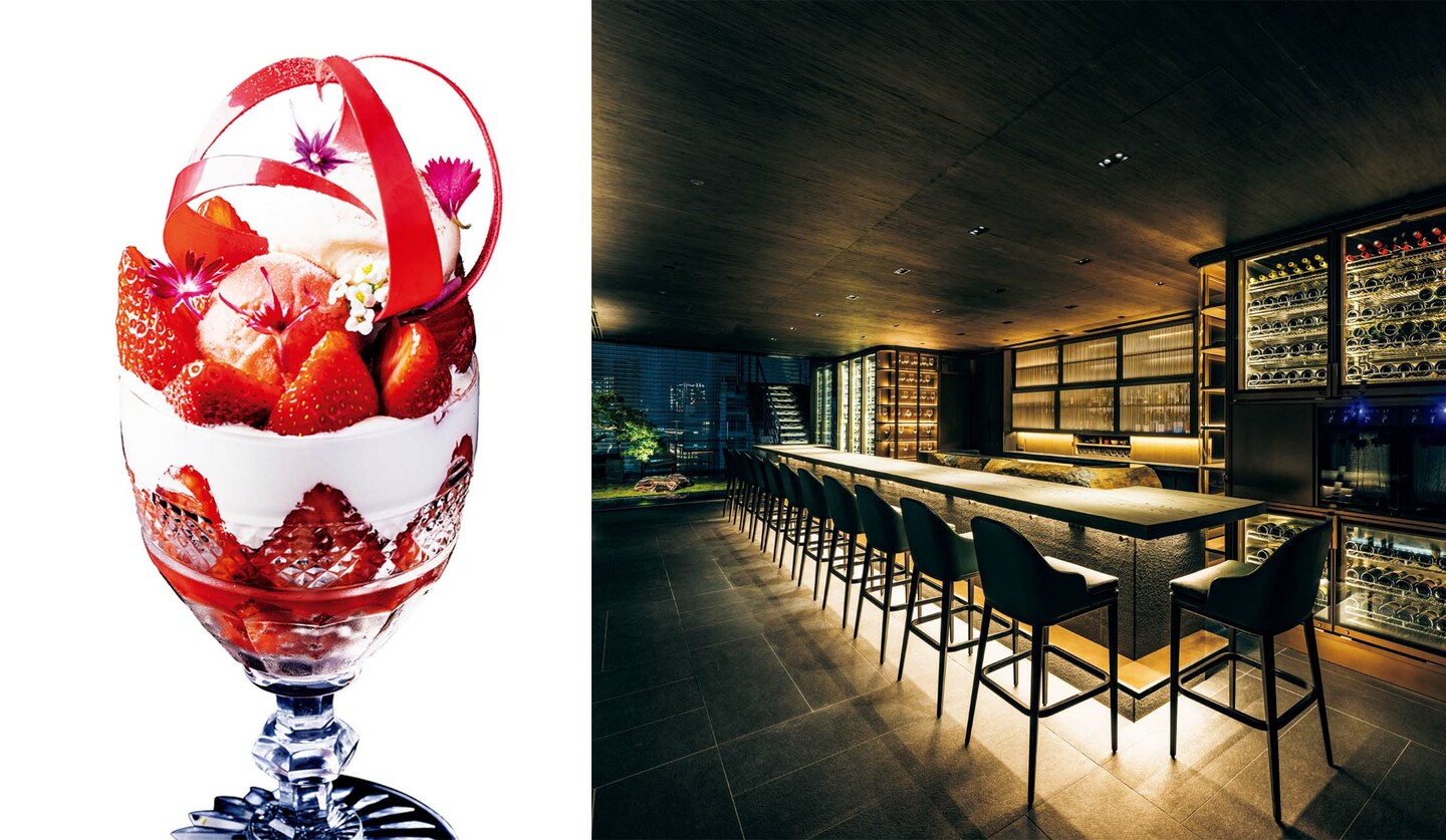 「サンルイ・バー by KEI」のパフェと店内