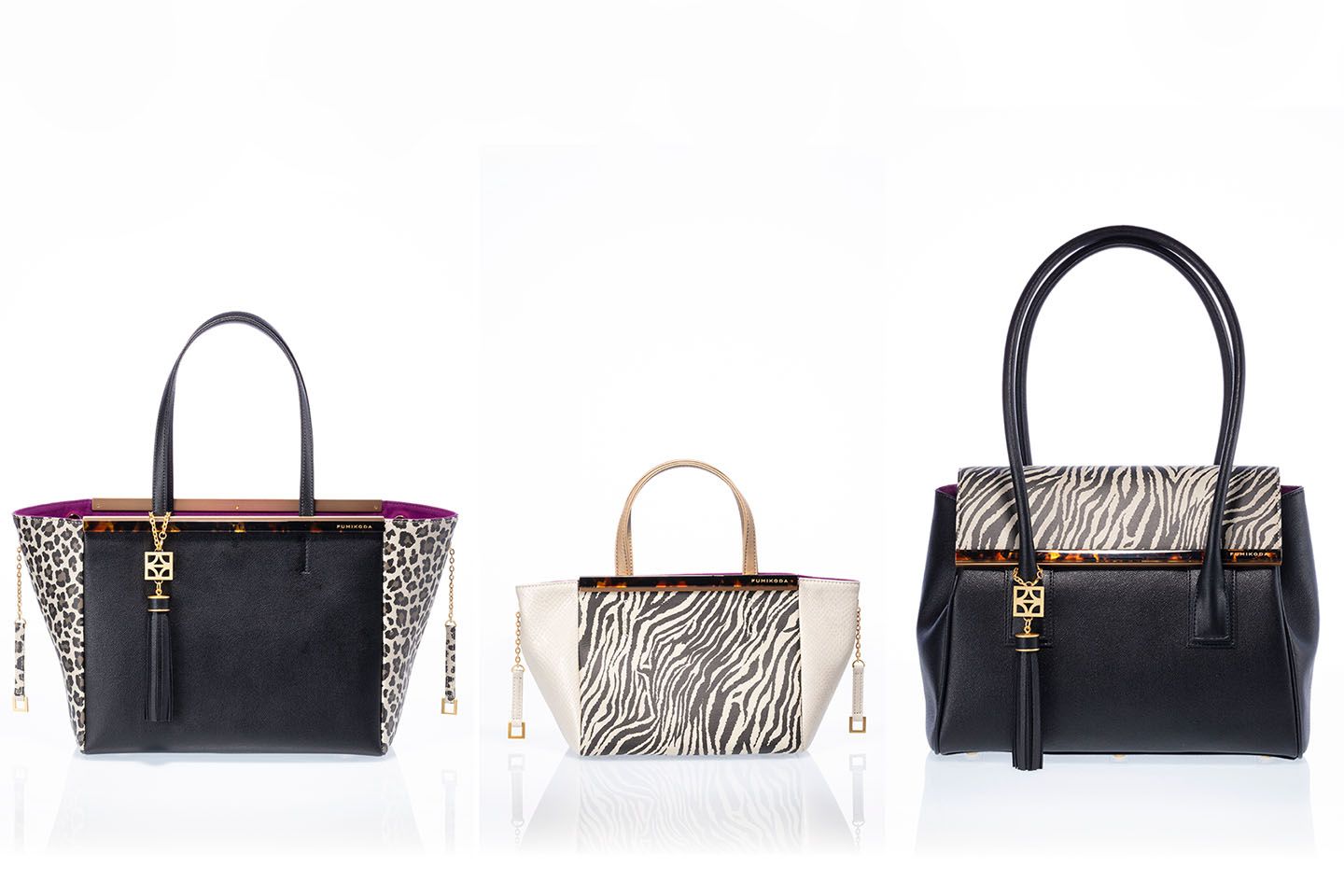 左から/「GINAⅡ」¥68,000・「GINABaby」¥39,000・「ARIANNA」¥128,000(税抜)※タッセル別売り