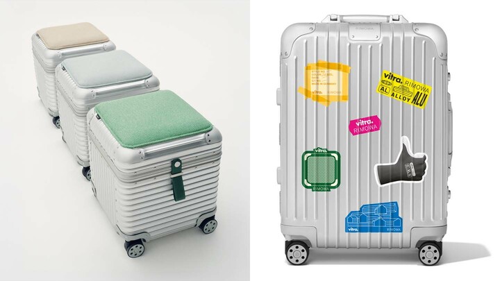 「RIMOWA Vitra 2025」コレクションのスツールとステッカー