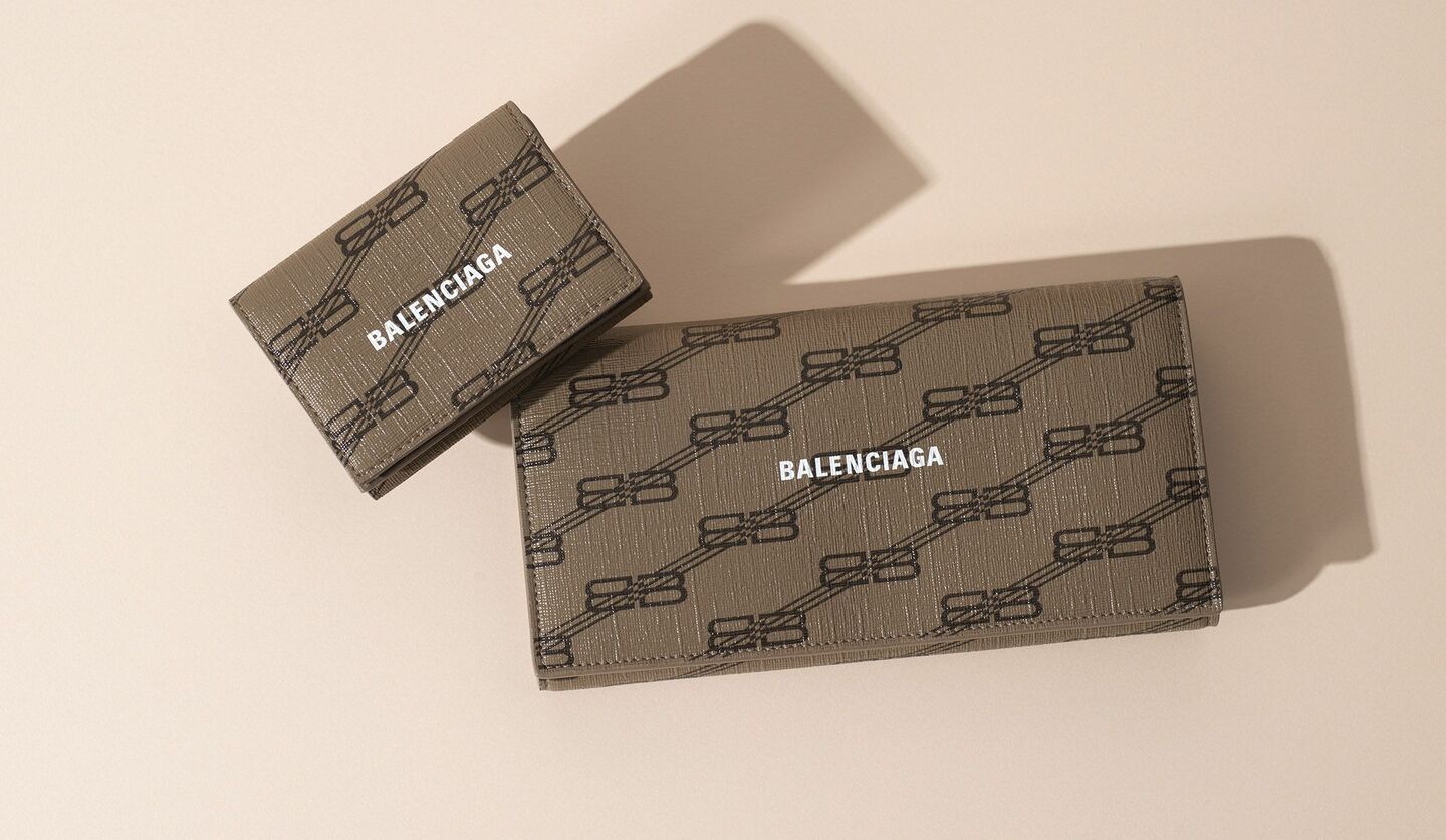 茄子紺 BB BALENCIAGA バレンシアガ BB モノグラム ラウンドジップ 長