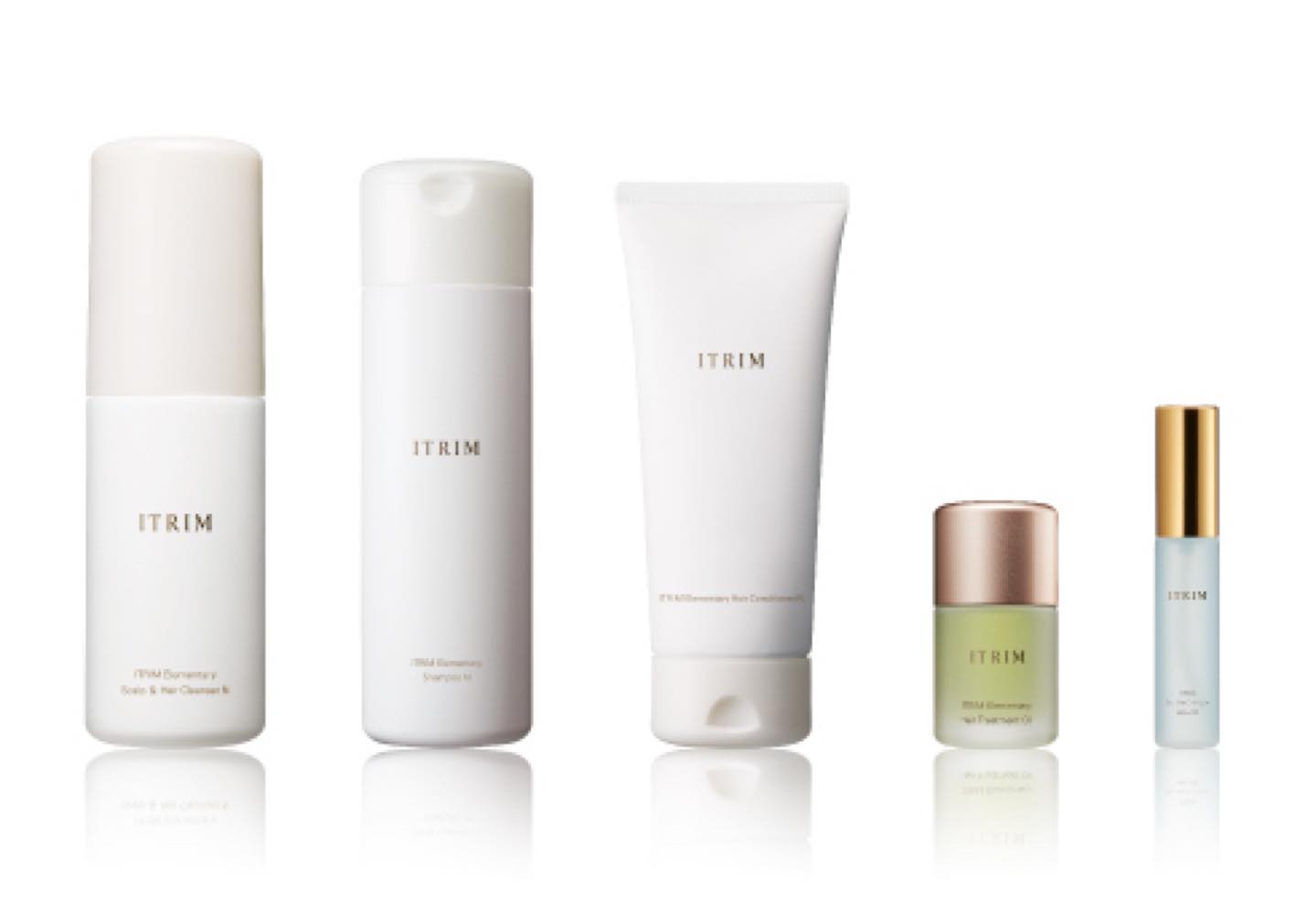 ヘッドスパで使用する「ITRIM」のヘアケア4アイテムとオーデコロン。