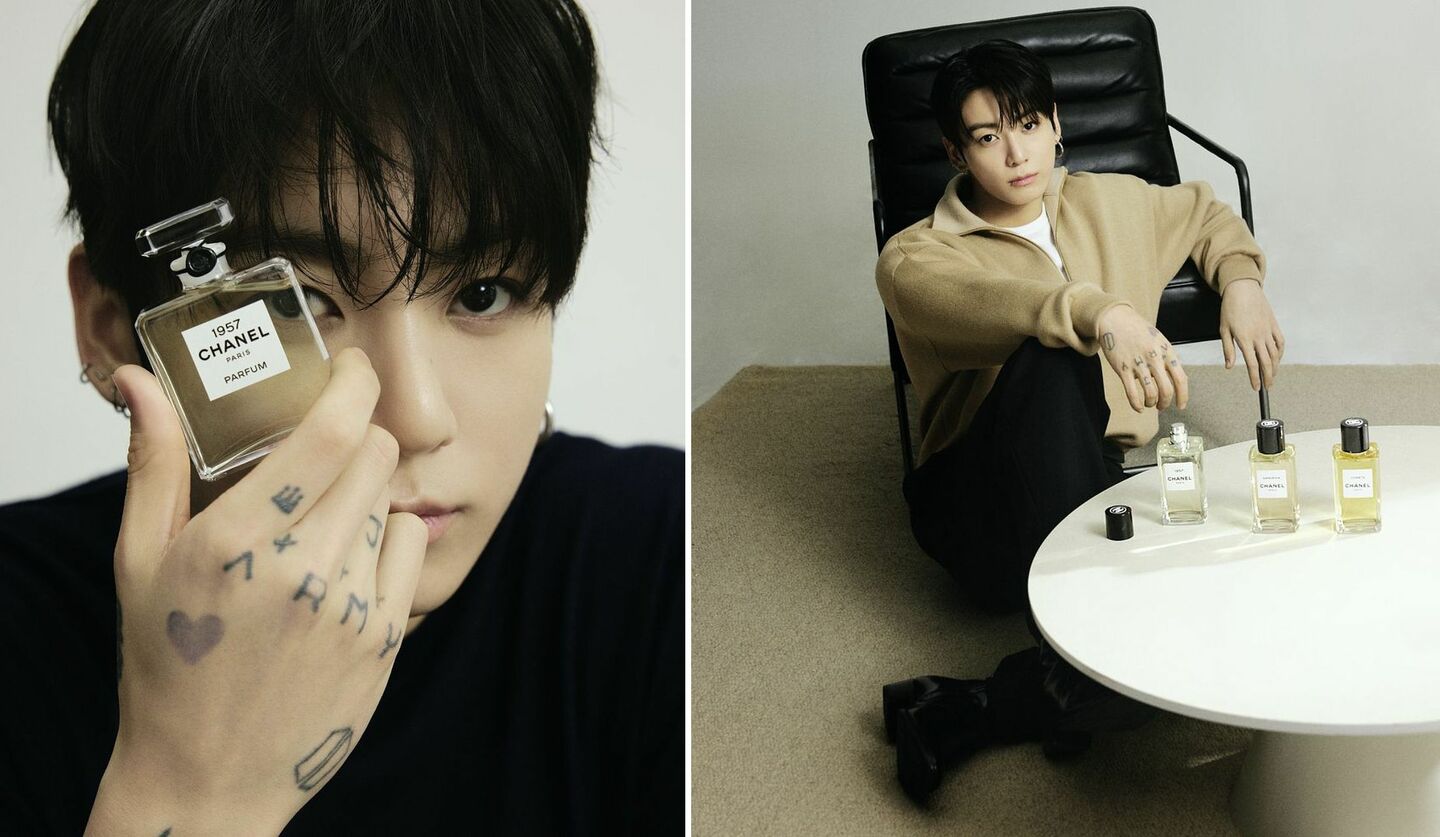 BTSのメンバー、ジョングク（JUNG KOOK）さんと、「シャネル」エクスクルジフ フレグランス コレクション『レ ゼクスクルジフ ドゥ シャネル』の画像