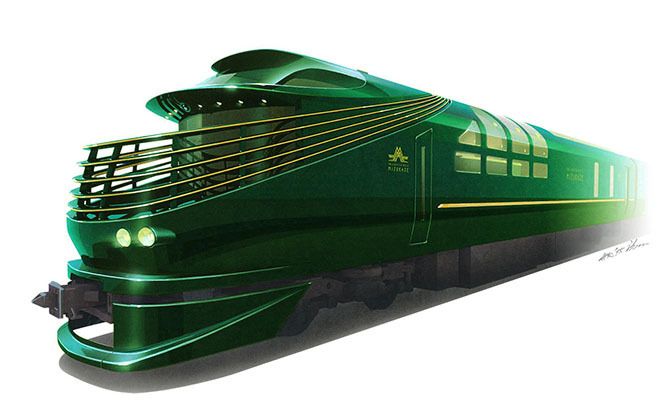 緑にゴールドが映える車体の外観イメージ ©JR西日本